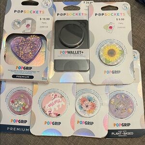 PopSocket PopGrip and PopWallet+ Set - Black, Purple, Pink, Yellow